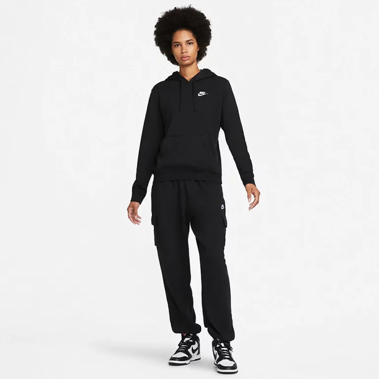 Nike Women’s Sportswear Club Fleece Women’s Pullover Hoodie – Black/White thumbnail 3