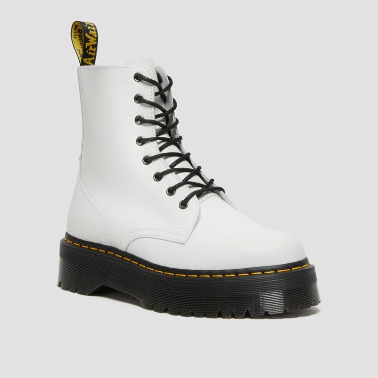 Dr.Martens Women’s Jadon Boot Smooth Leather Platforms – White thumbnail 4
