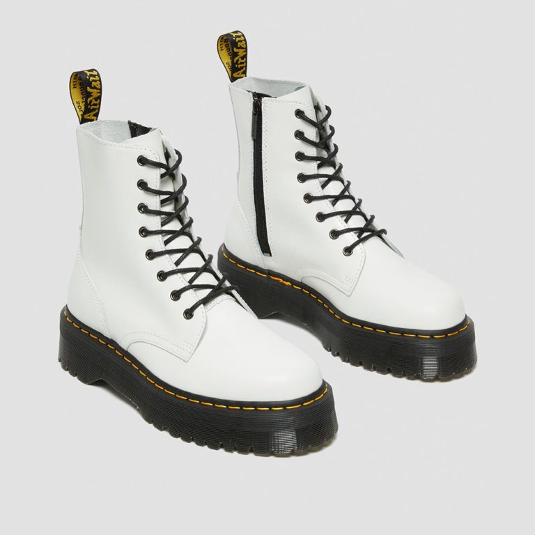 Dr.Martens Women’s Jadon Boot Smooth Leather Platforms – White thumbnail 2