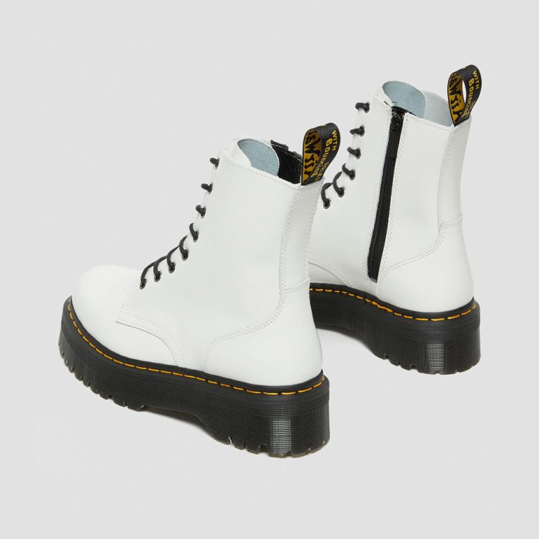Dr.Martens Women’s Jadon Boot Smooth Leather Platforms – White thumbnail 3