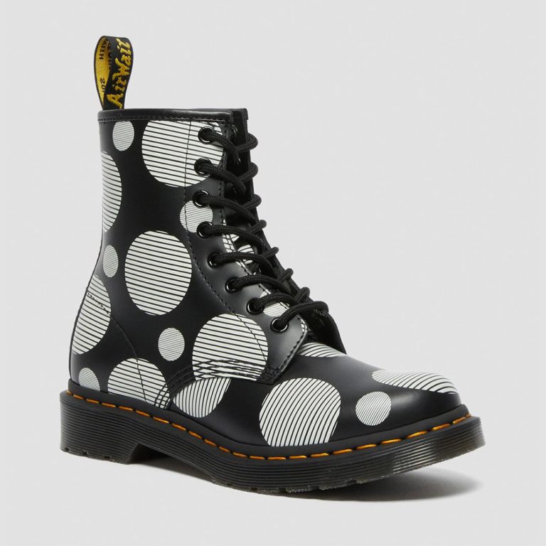 Dr. Martens Women’s Polka Dot Smooth Leather Lace Up Boots – Black / White thumbnail 4