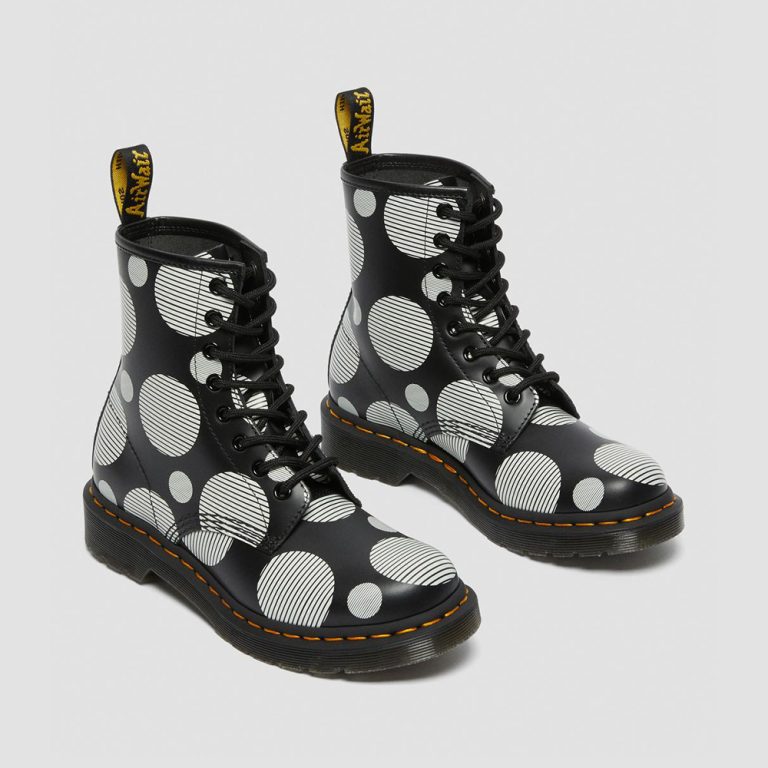 Dr. Martens Women’s Polka Dot Smooth Leather Lace Up Boots – Black / White thumbnail 2