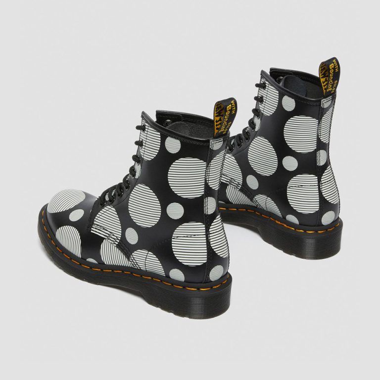 Dr. Martens Women’s Polka Dot Smooth Leather Lace Up Boots – Black / White thumbnail 3