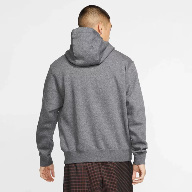 Nike Men’s Sportswear Club Fleece Pullover Hoodie – Charcoal Heather/Anthracite/White thumbnail 2