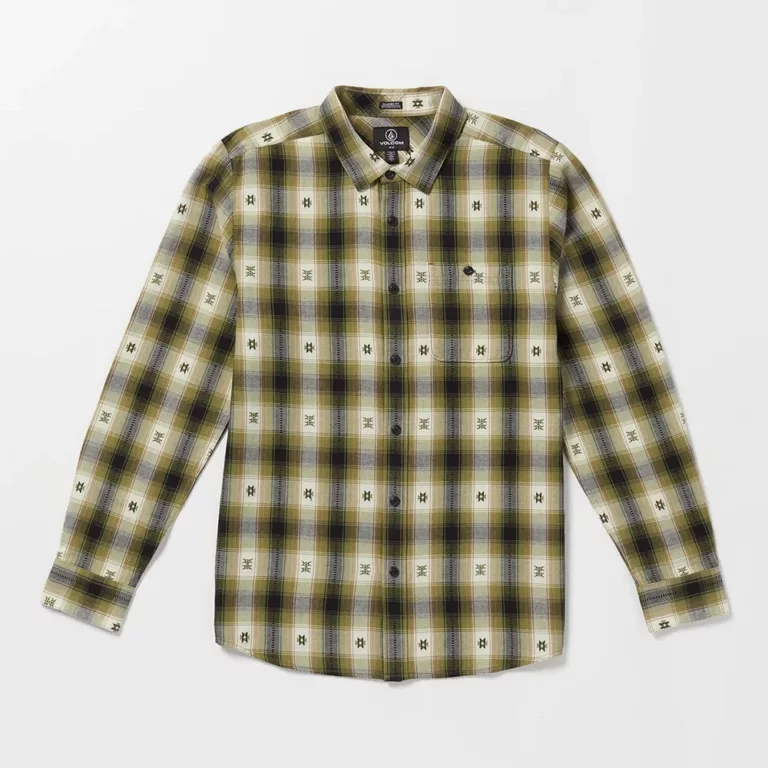 Volcom Men’s Skate Vitals Simon Bannerot Woven Flannel Shirt – Expedition Green thumbnail 2
