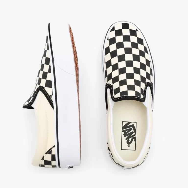 Vans Women’s Checkerboard Classic Slip On Platform Shoes – Black / White thumbnail 3