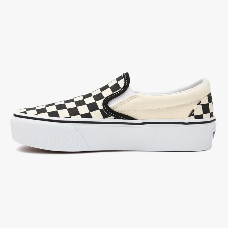 Vans Women’s Checkerboard Classic Slip On Platform Shoes – Black / White thumbnail 2