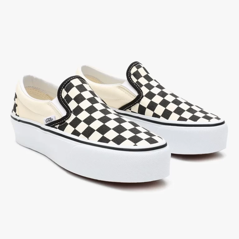Vans Women’s Checkerboard Classic Slip On Platform Shoes – Black / White thumbnail 4