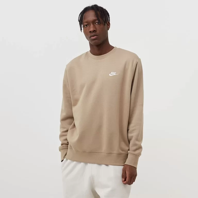 Nike Men’s Sportswear Club Fleece Crew – Khaki / White