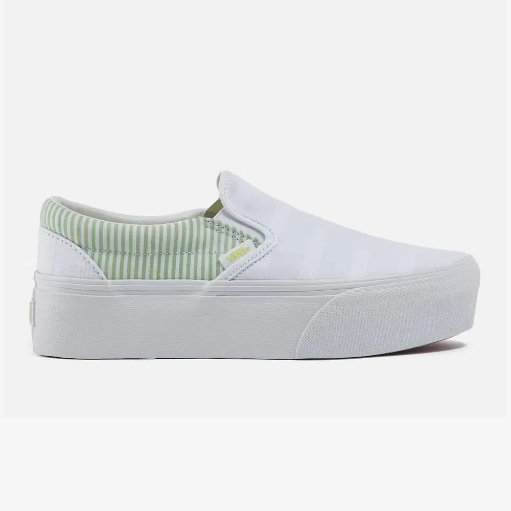 Vans Women’s Classic Slip On Platform Shoes – Summer Picnic Green/True