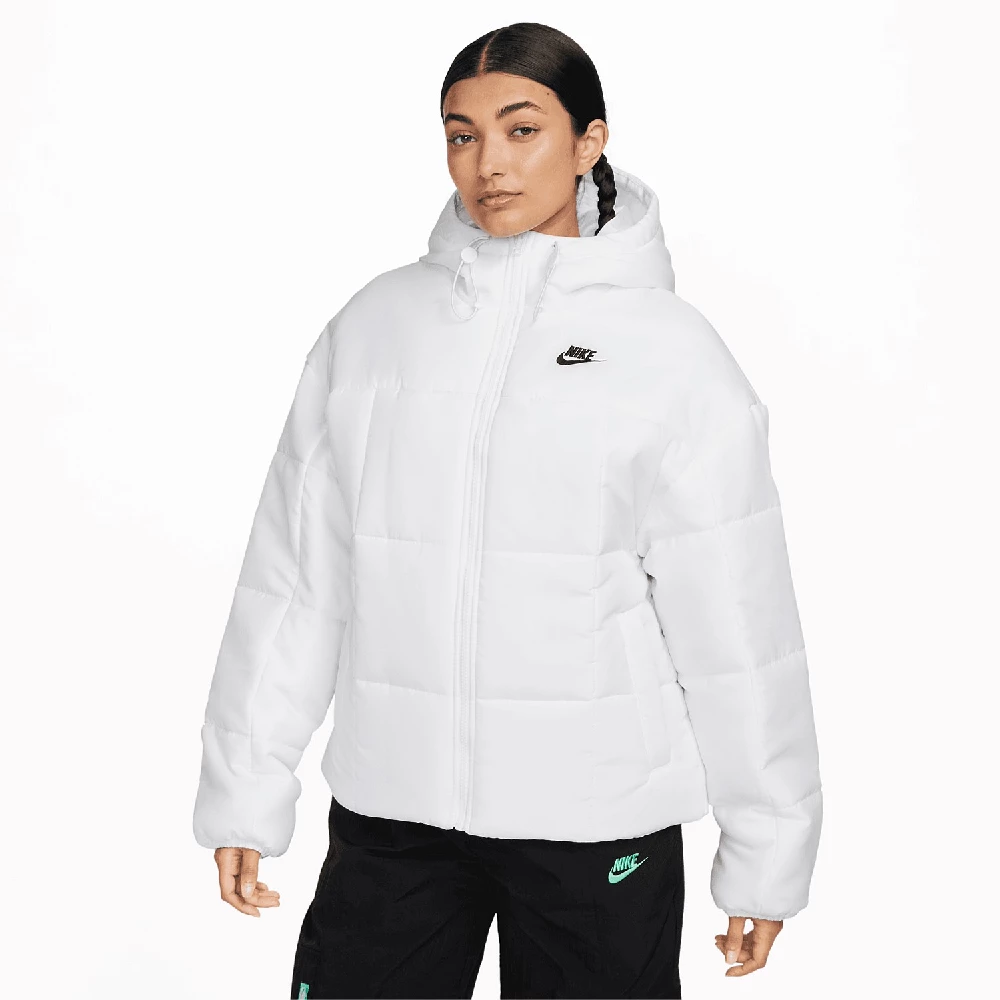 Nike Women’s Sportswear Classic Puffer Therma-FIT Loose Hooded Jacket – White