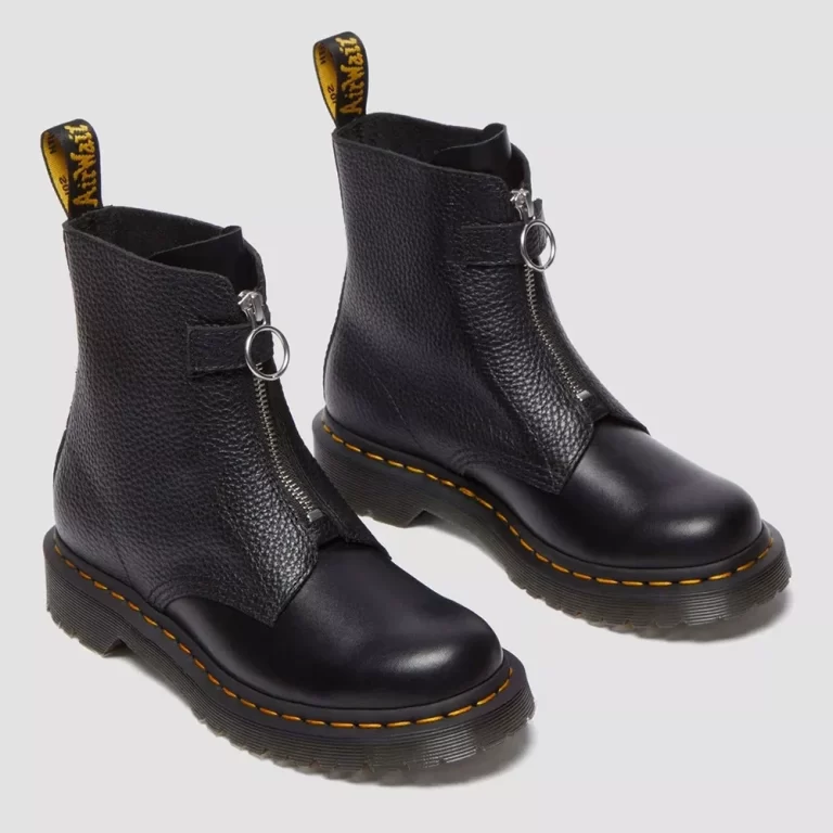 Dr. Martens Women’s 1460 Front Zip Leather Lace Up Boots – Black thumbnail 3