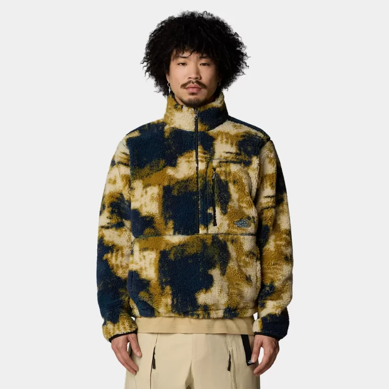 The North Face Men’s Extreme Pile Pullover Fleece – Midnight Petrol TNF Bleach Dye Print-TNF Black