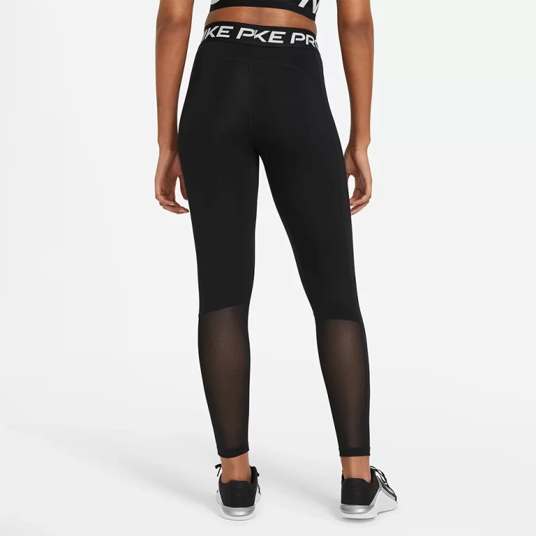 Nike Women’s Pro Mid-Rise Mesh-Panelled Leggings – Black/White thumbnail 2