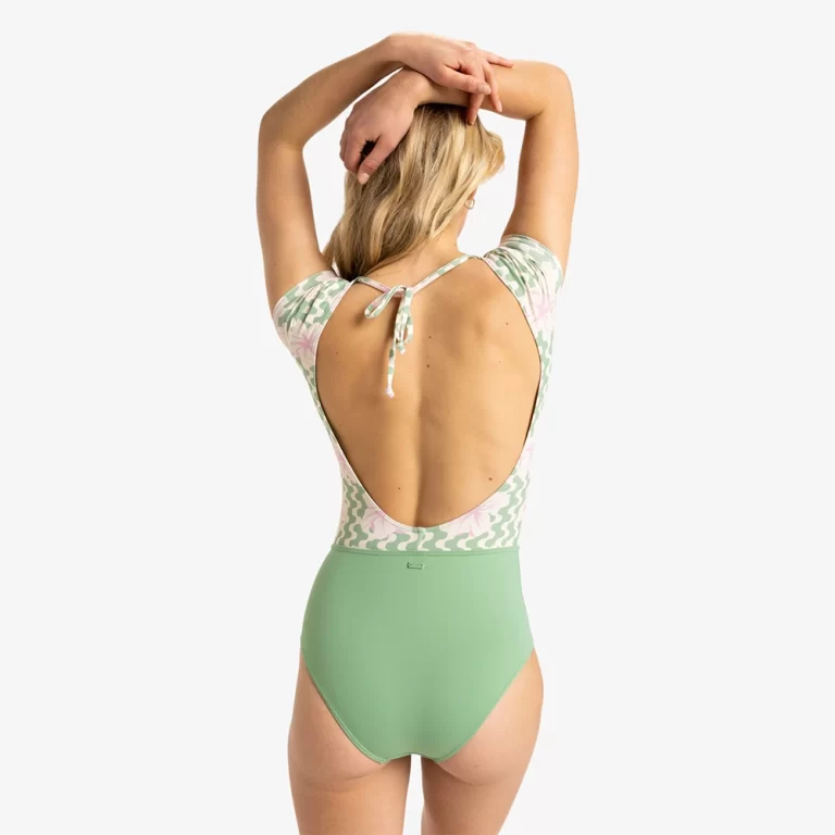 Roxy Women’s Hibiscus Daze One Piece Swimsuit – Basil Party Waves thumbnail 3