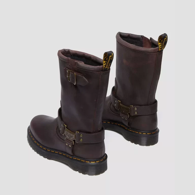 Dr.Martens Women’s Anistone Hi Leather Biker Boots – Dark Brown thumbnail 4