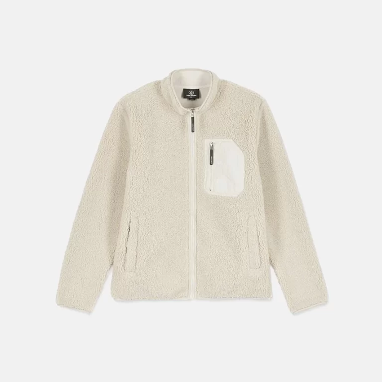 Volcom Men’s Muzzer Fuzzar Zip Sherpa Sweatshirt – Stone thumbnail 2