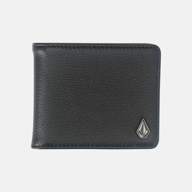 Volcom Men’s Single Stone Leather Wallet – Black