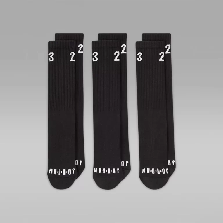 Nike Unisex Jordan Essentials Crew Socks (3 Pairs) – Black / White thumbnail 2