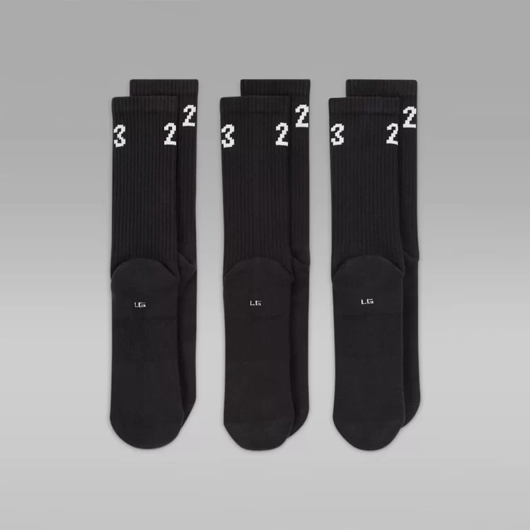 Nike Unisex Jordan Essentials Crew Socks (3 Pairs) – Black / White thumbnail 3