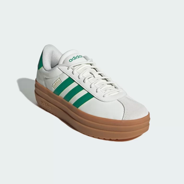 Adidas Women’s VL Court Bold Shoes – Core White / Court Green / Gold Metallic thumbnail 3