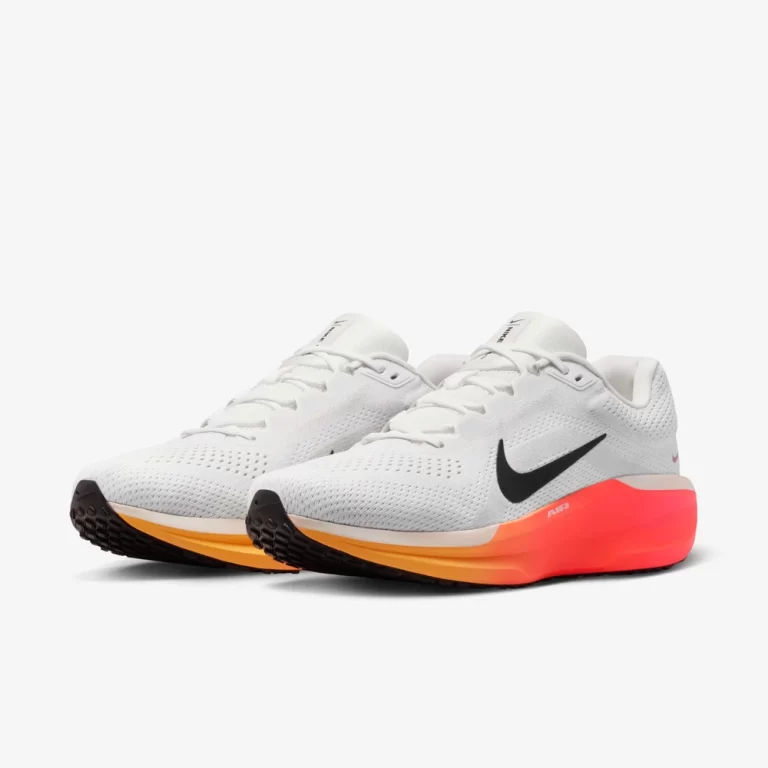 Nike Men’s Winflo 11 Road Running Shoes – Summit White / Bright Crimson / Topaz Gold / Black thumbnail 3