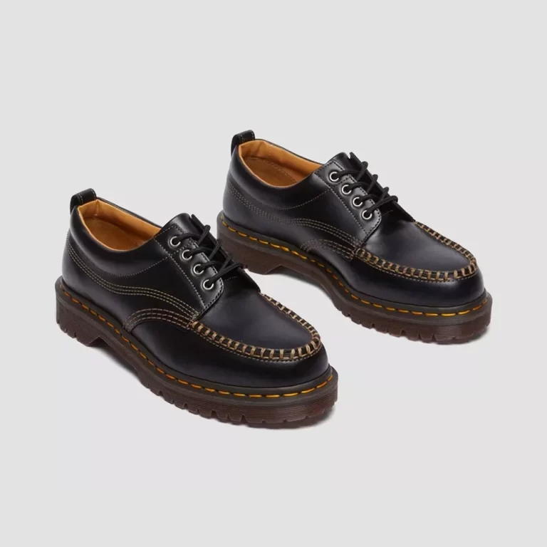 Dr. Martens Women’s Lowell Leather Moc Toe Shoes – Black thumbnail 3