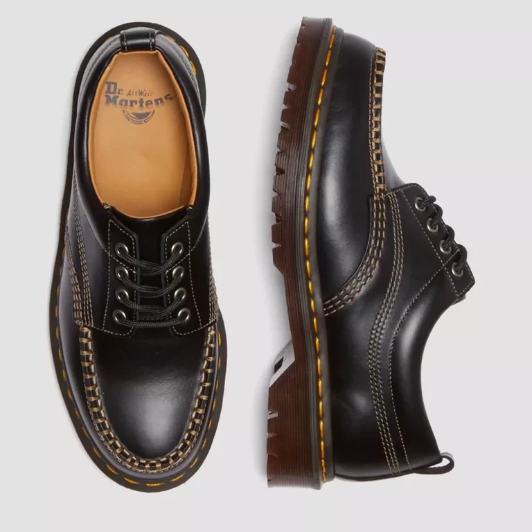 Dr. Martens Women’s Lowell Leather Moc Toe Shoes – Black thumbnail 5