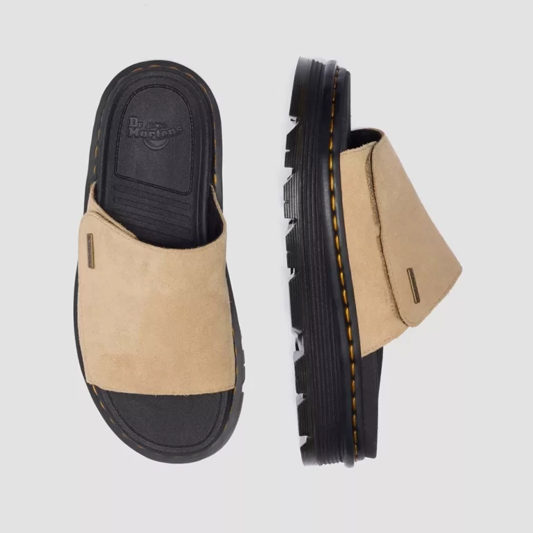 Dr. Martens Women’s Zebzag Suede Platform Slides – Tan thumbnail 5