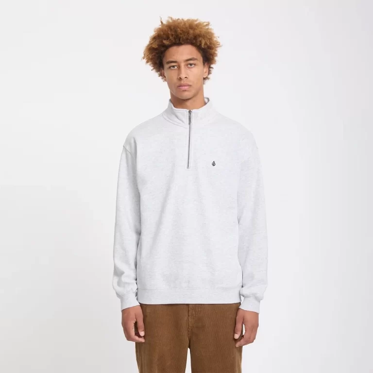 Volcom Men’s Single Stone Quarter Zip Sweatshirt – Bone Heather