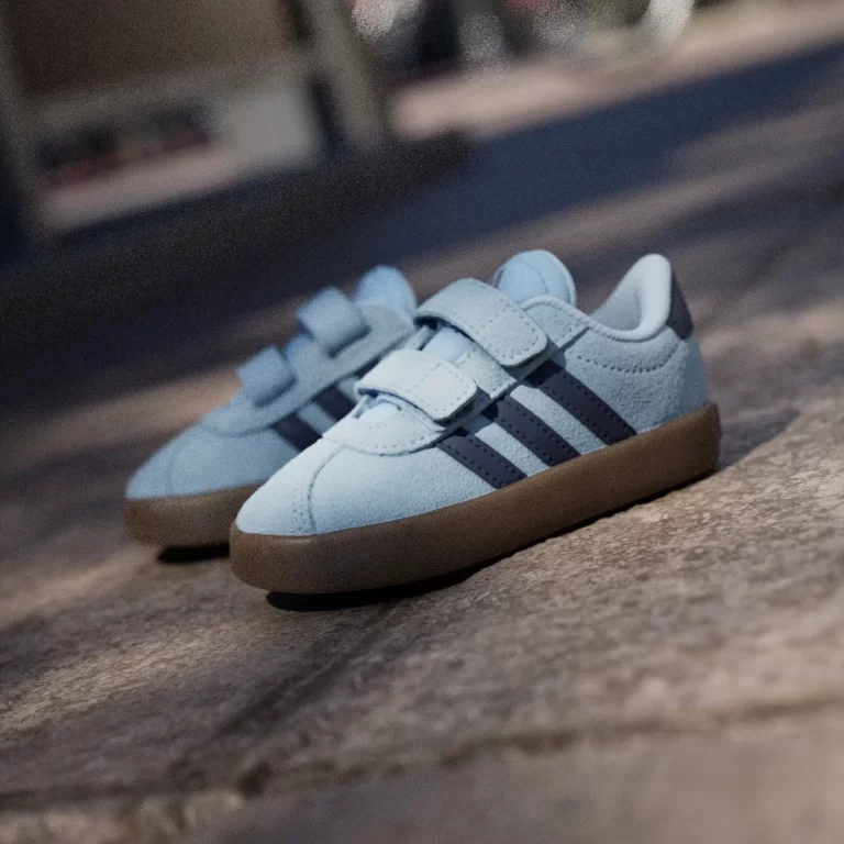 Adidas Kid’s VL Court 3.0 Shoes – Clear Sky / Night Indigo / Gum thumbnail 4